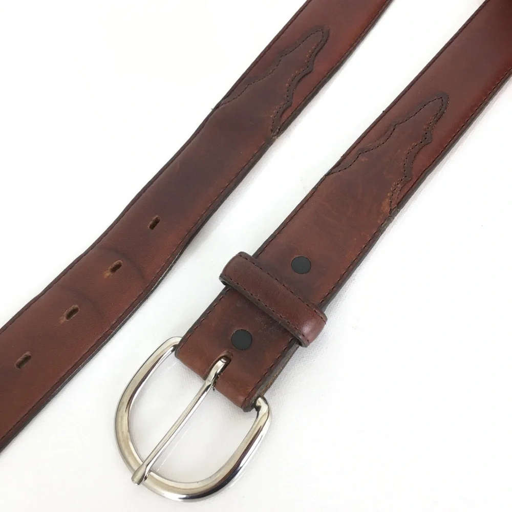 Silver Creek Classics Brown Leather Western Cowboy Belt Size 44 Made In The USA